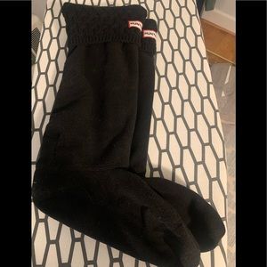 Hunter Wellie Cable Knit Boot Socks, Black